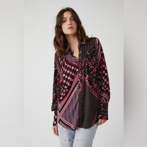 Free People Hazel Printed Button Down Shirt – Size XS